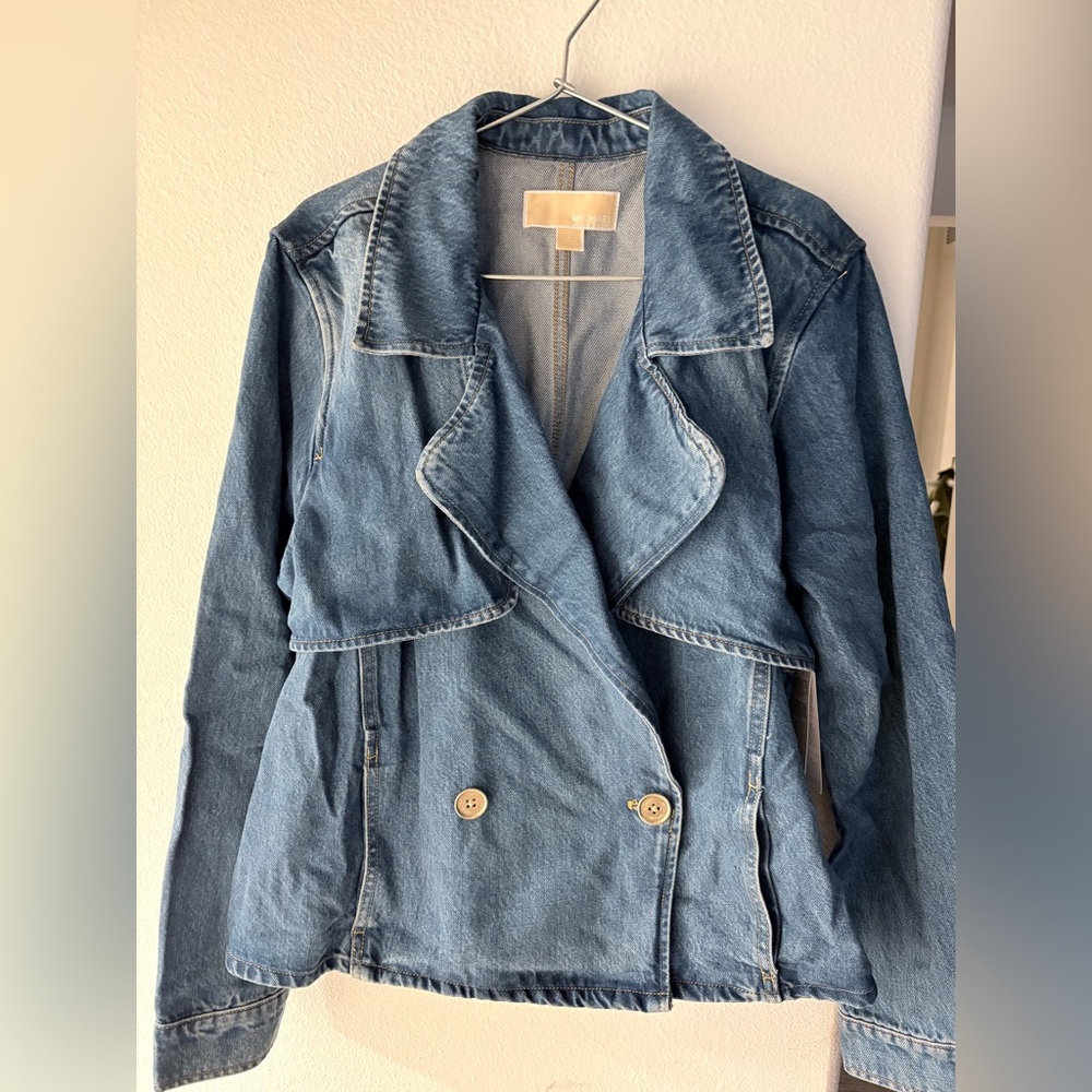 Michael Kors Double-Breasted Blue Jean Jacket